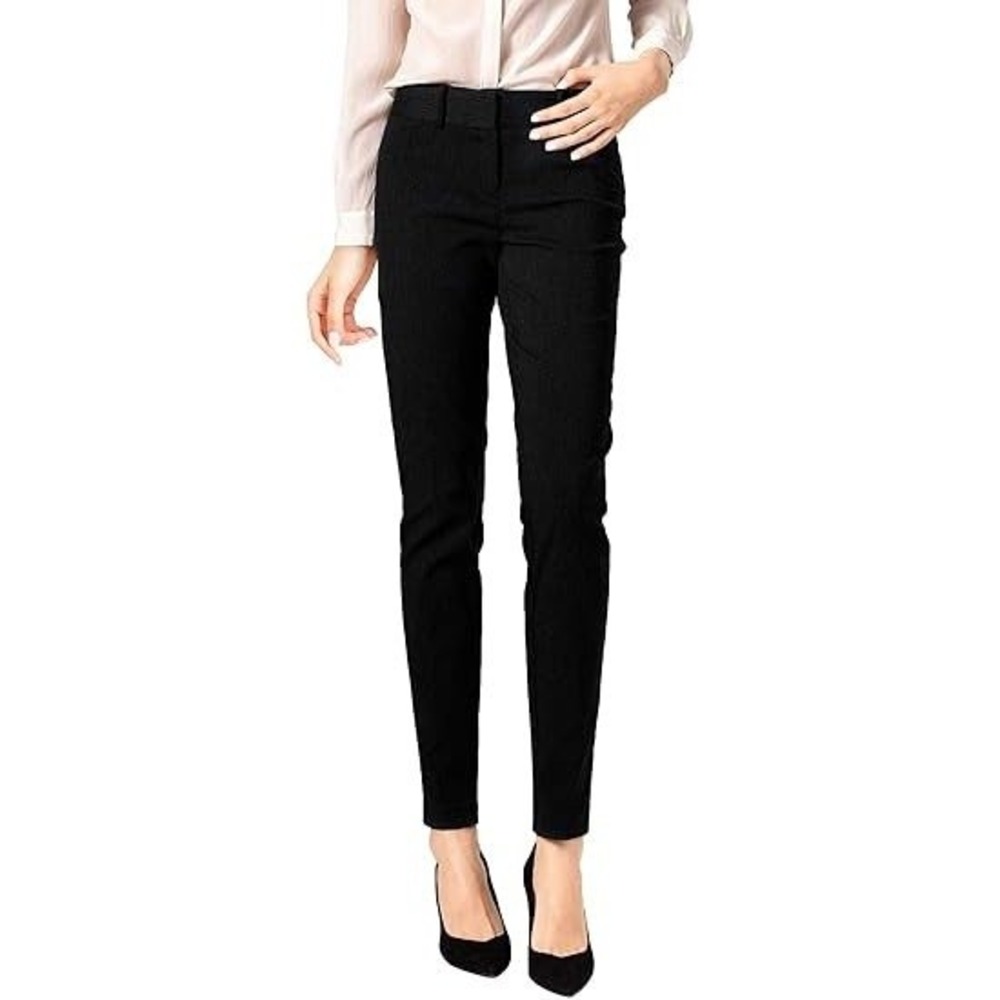 MSRP $70 SATINATO Women's 0 Regular Black Straight Pants Stretch Slim Skinny